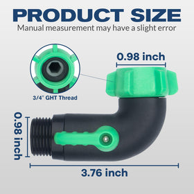 Windblowgrass 90-degree elbow with shut-off valve for precise water control.
