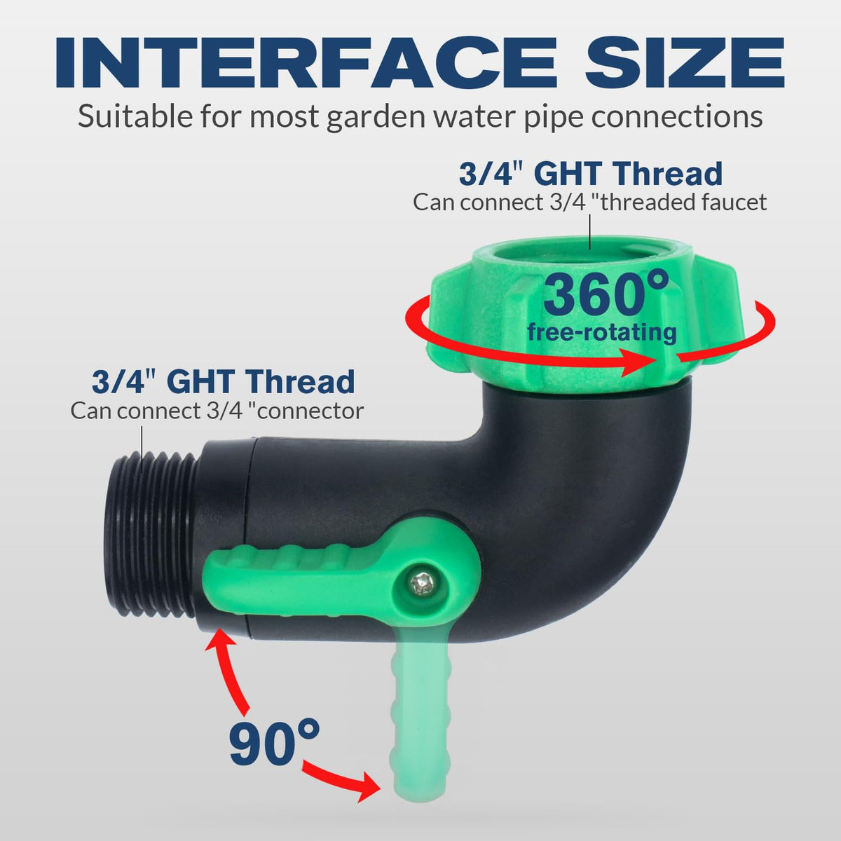 Windblowgrass elbow with extended knob offers easy flow adjustment.