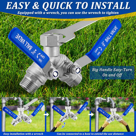 Windblowgrass hose splitter with upgraded gaskets and precision threads for tight seals