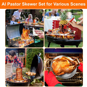 Windesk vertical skewer with five spikes for adjustable cooking.