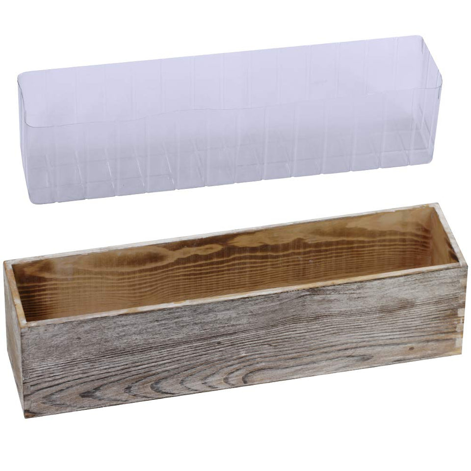 Windiy wood planter box, whitewashed rectangle, ideal for succulents and mini arrangements.