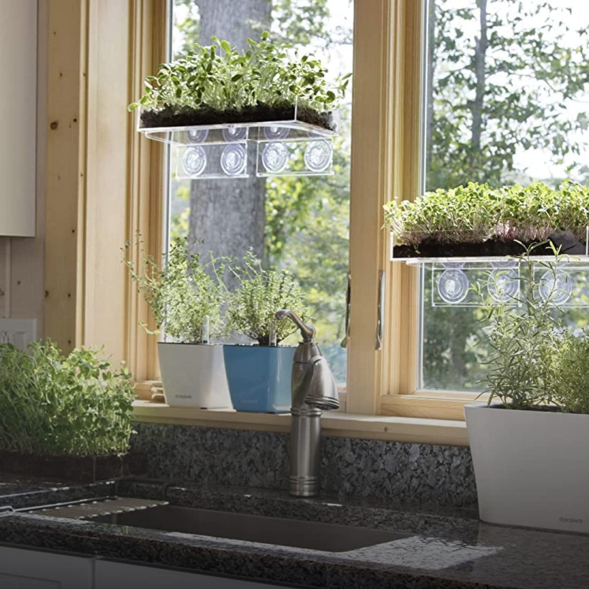 Window Garden sturdy, easy-to-clean shelf enhances small kitchens and offices