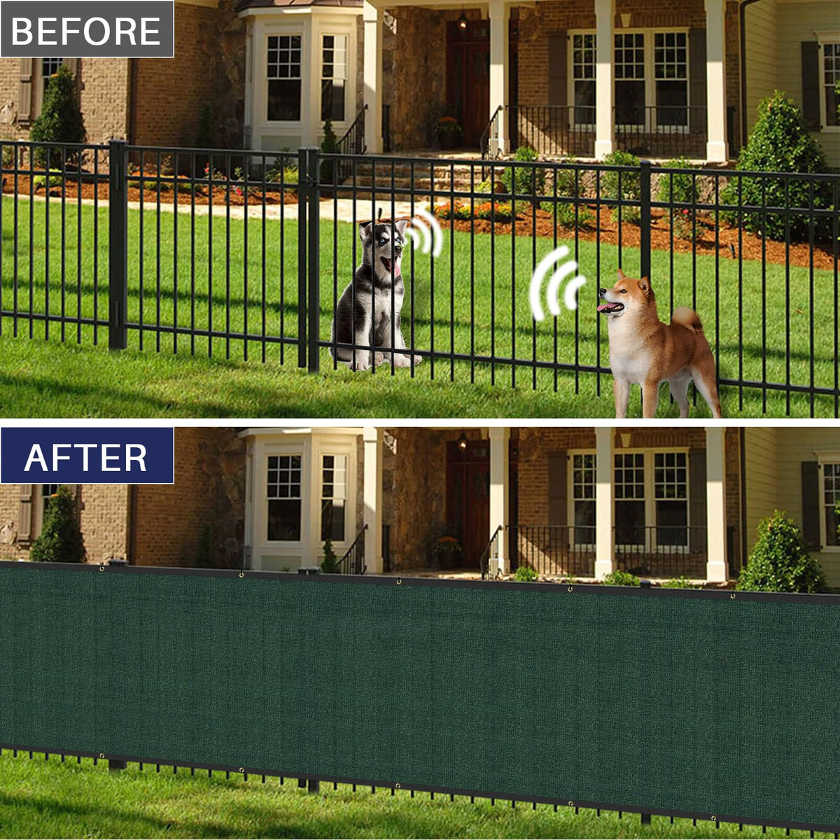 Windscreen4less heavy-duty mesh on a pool deck creates wind break and shade