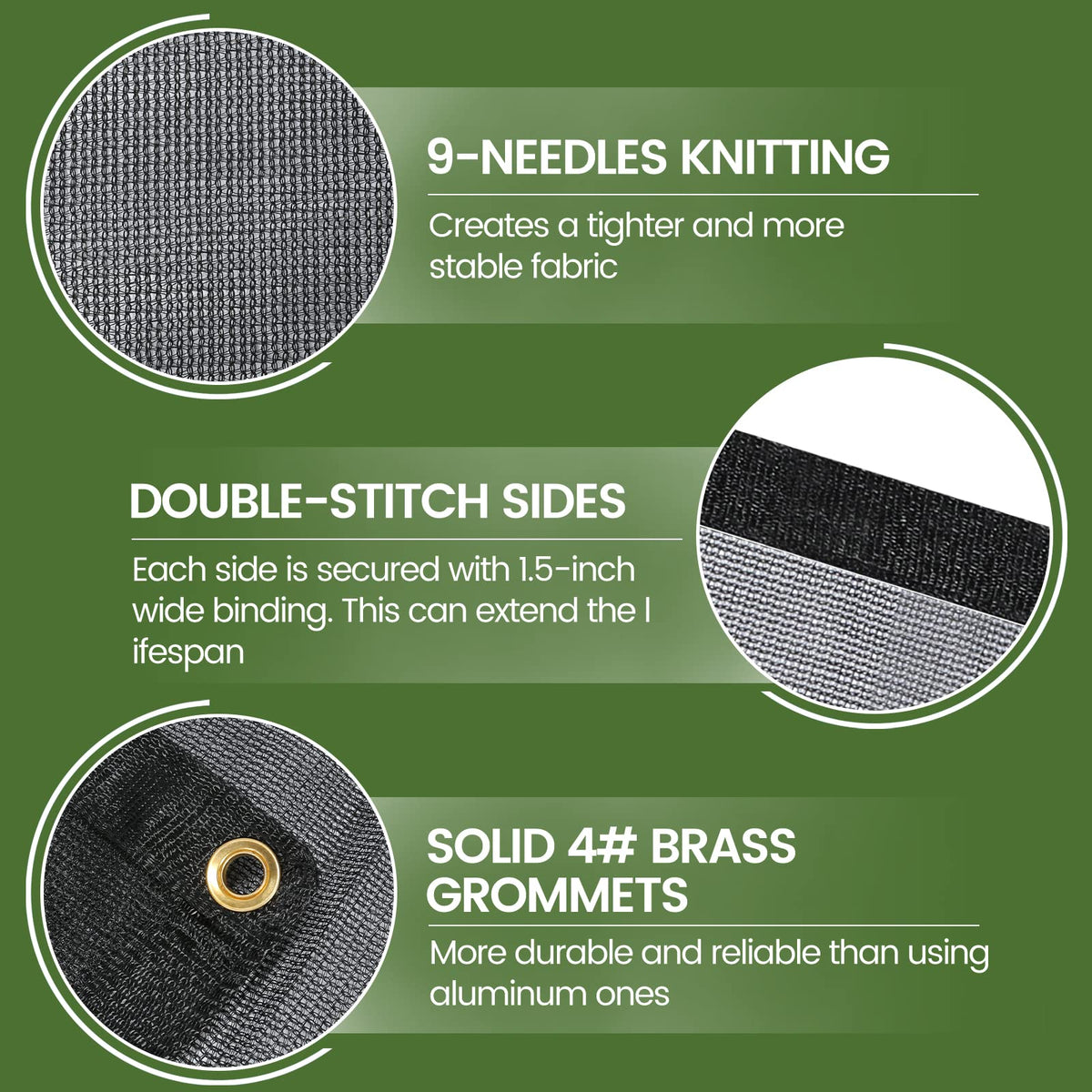 HDPE mesh tarp from Windscreensupplyco blocks 60-70% of sunlight for shading.