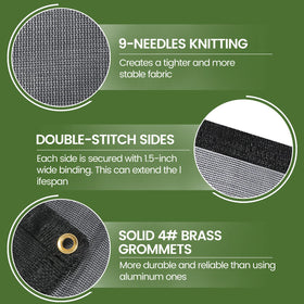 HDPE mesh tarp from Windscreensupplyco blocks 60-70% of sunlight for shading.