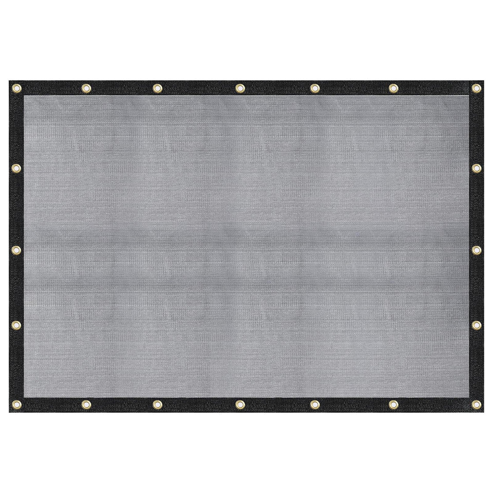 Windscreensupplyco heavy-duty mesh tarp 8x10 blocks 60-70% light for greenhouse shading.