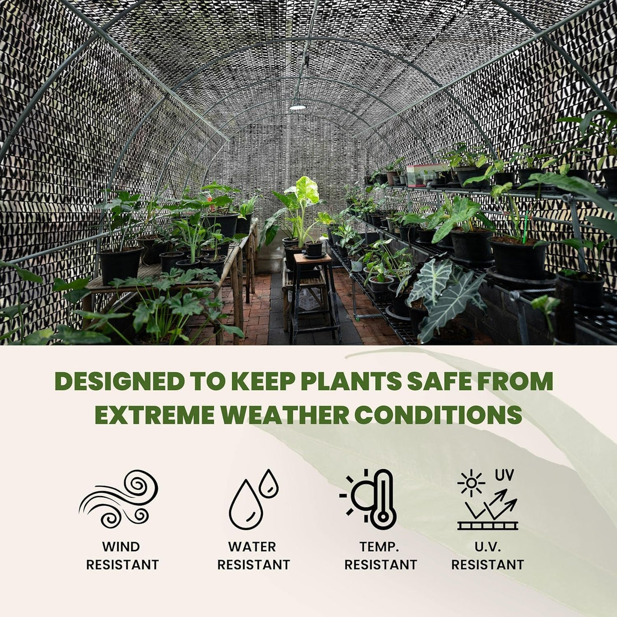 WindscreenSupplyCo shade cloth fabric provides UV resistance for greenhouses and gardens.