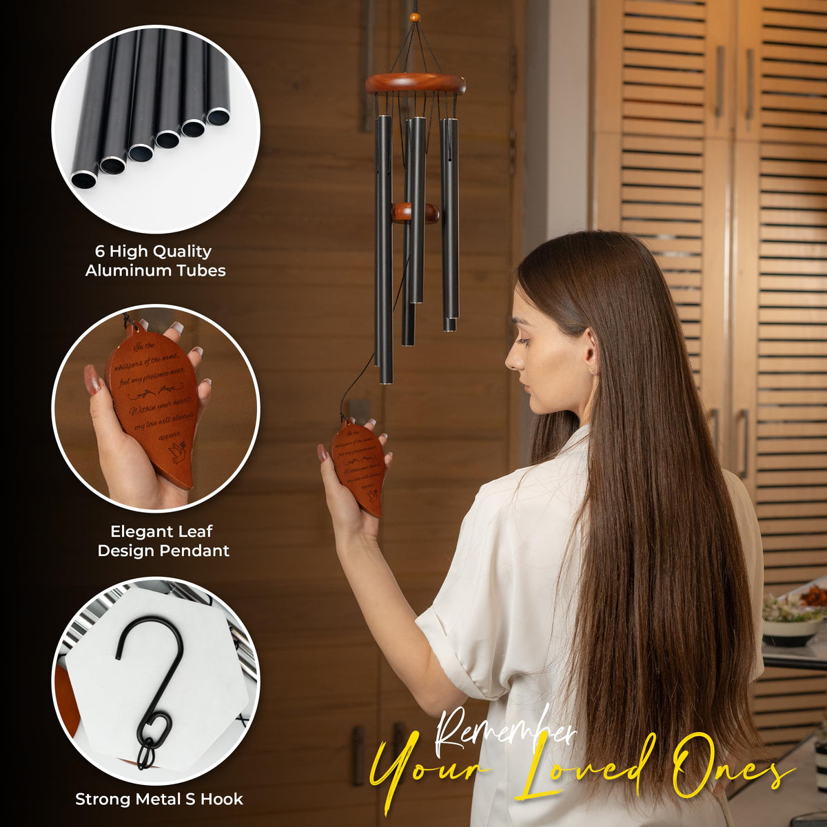 Windsplay memorial wind chime 32-5 inch emphasizes durability and serene remembrance.