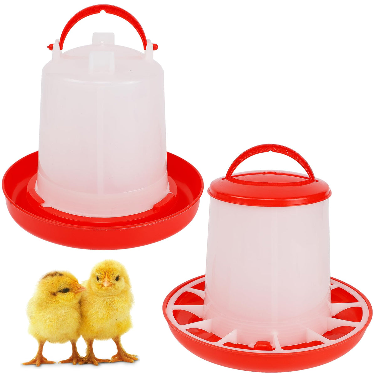 Winemana chick feeder close-up showing 1 lb capacity for consistent chick feeding