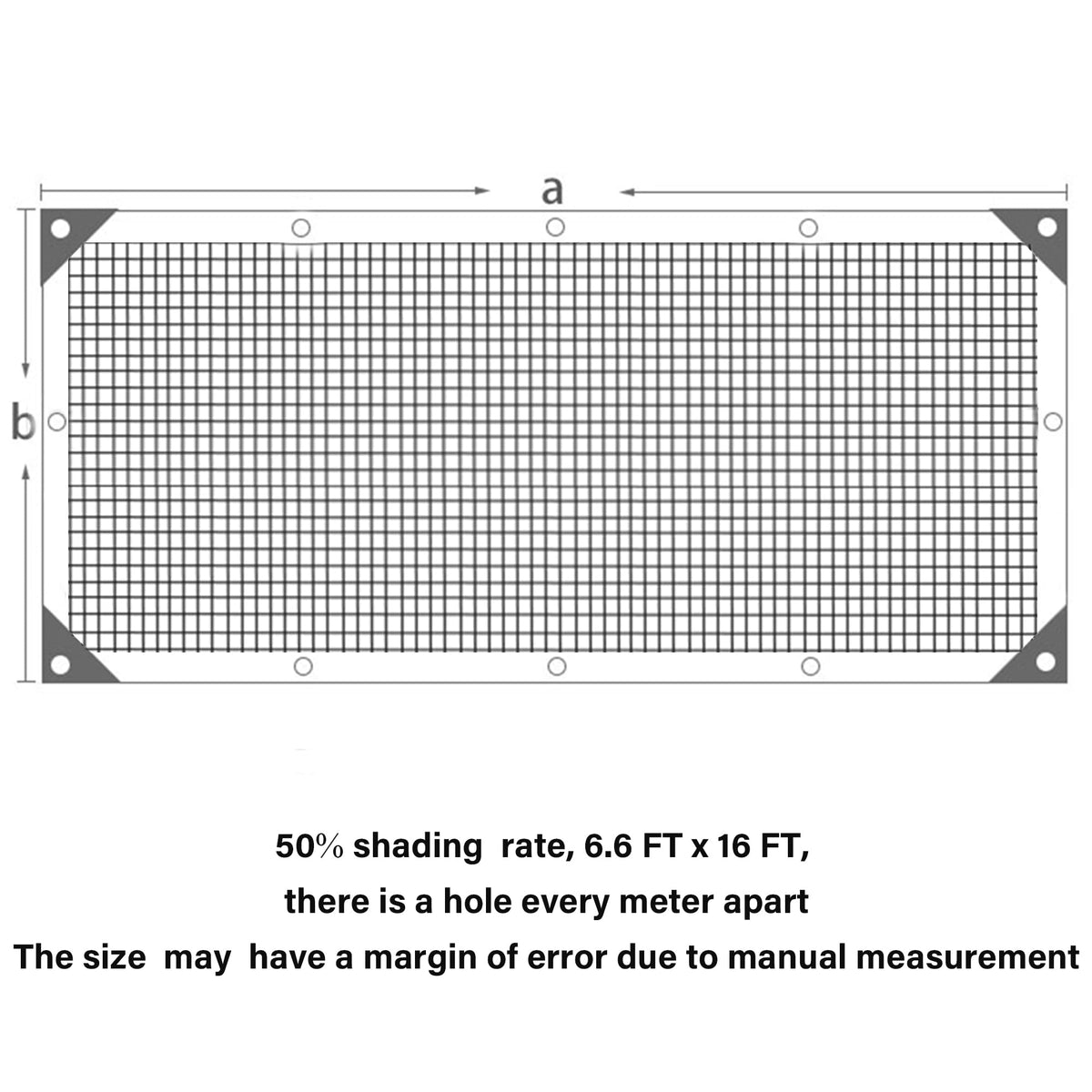 Durable mesh tarp with grommets enables easy, secure hanging anywhere.