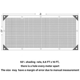Durable mesh tarp with grommets enables easy, secure hanging anywhere.