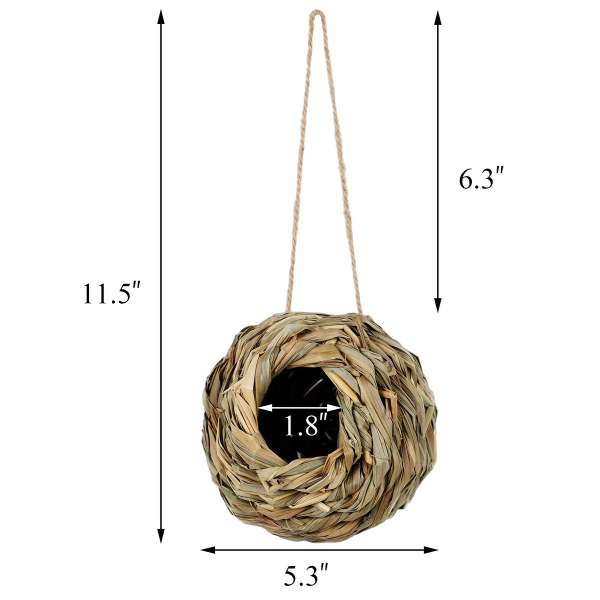Winemana nest features hemp rope for easy, safe hanging.