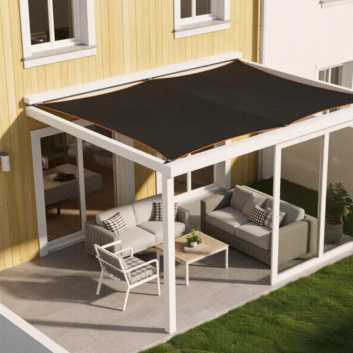 Winemana outdoor privacy screen offering shade and light diffusion.
