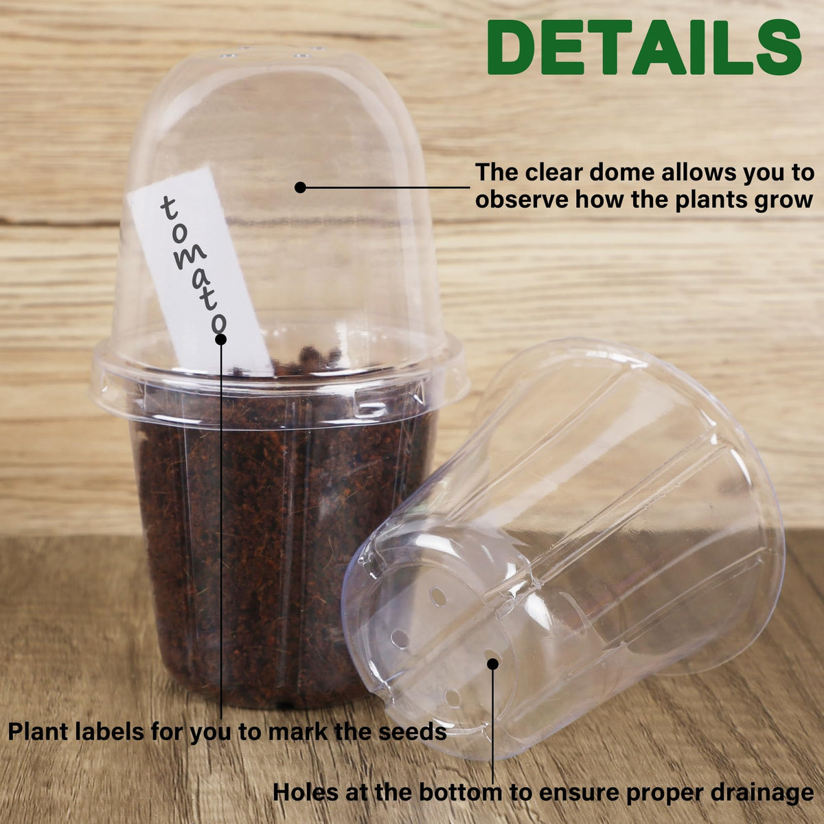 Winemana pots with drainage holes help prevent overwatering and root rot.
