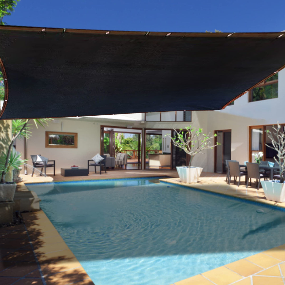 Winemana shade cloth easily cleans with a hose, keeping the setup tidy