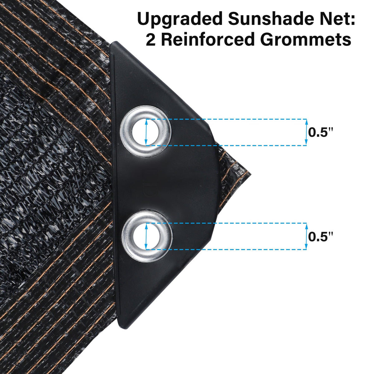 Winemana shade cloth with reinforced grommets eases installation on edges