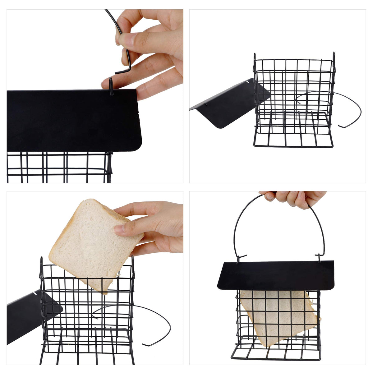 Winemana suet feeder metal cage close-up showcases rust-resistant construction.