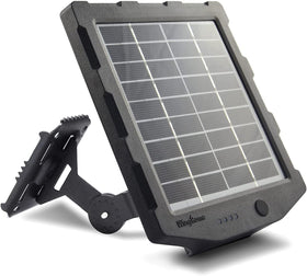 WingHome trail camera solar panel assembly powering a remote camera in the field