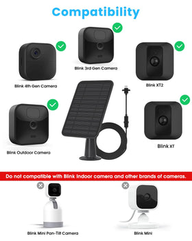 WININMETA solar panel with built-in 2000mAh battery keeping Blink Camera energized.