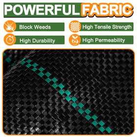Winisok garden weed barrier with green stripes assists alignment for precise planting.
