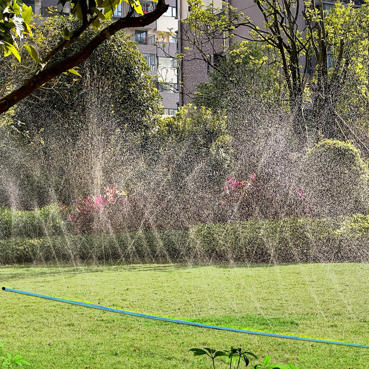 Winisok hose connection with stakes ensures steady, efficient irrigation.