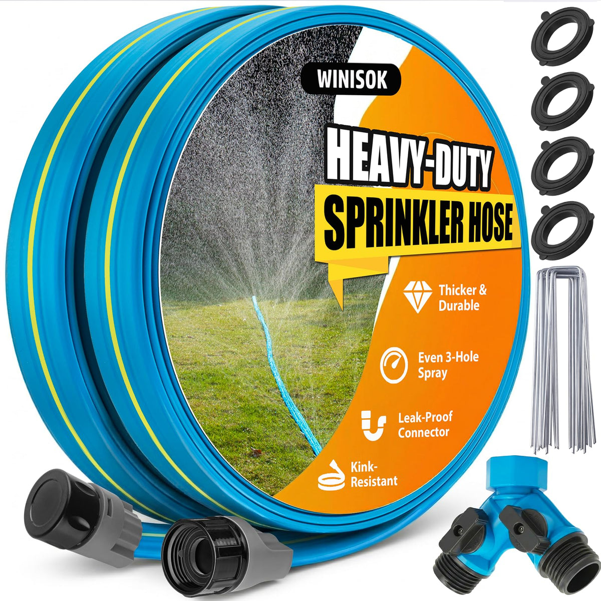 Winisok upgrade flat sprinkler soaker hose 100ft delivers even root-zone moisture for thriving beds.
