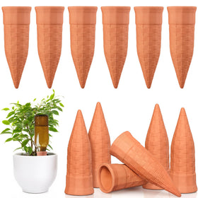 WinJiaYao terracotta watering spikes in action delivering steady root moisture.