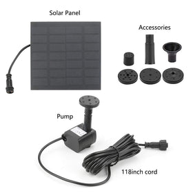 Winkeyes solar-powered pump enhances a small pond with a lively spray.