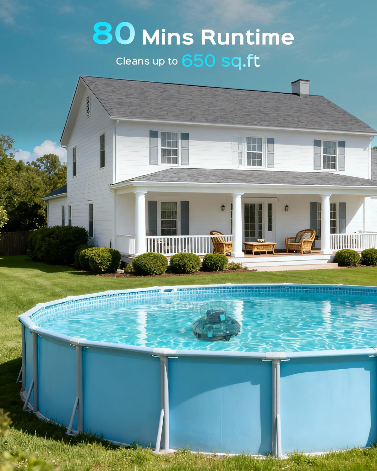 Winny Pool Cleaner compact design is easy to lift and maneuver.