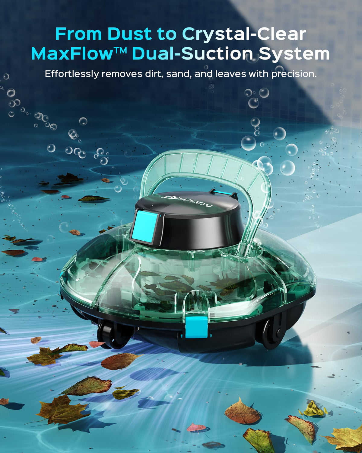 Winny Pool Cleaner cordless self-parking docks automatically between cycles.