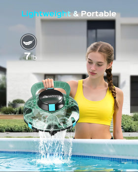 Winny Pool Cleaner easy removal with a sturdy handle after cleaning.