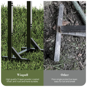 Winpull easy-install hose stand demonstrates quick assembly and relocation.