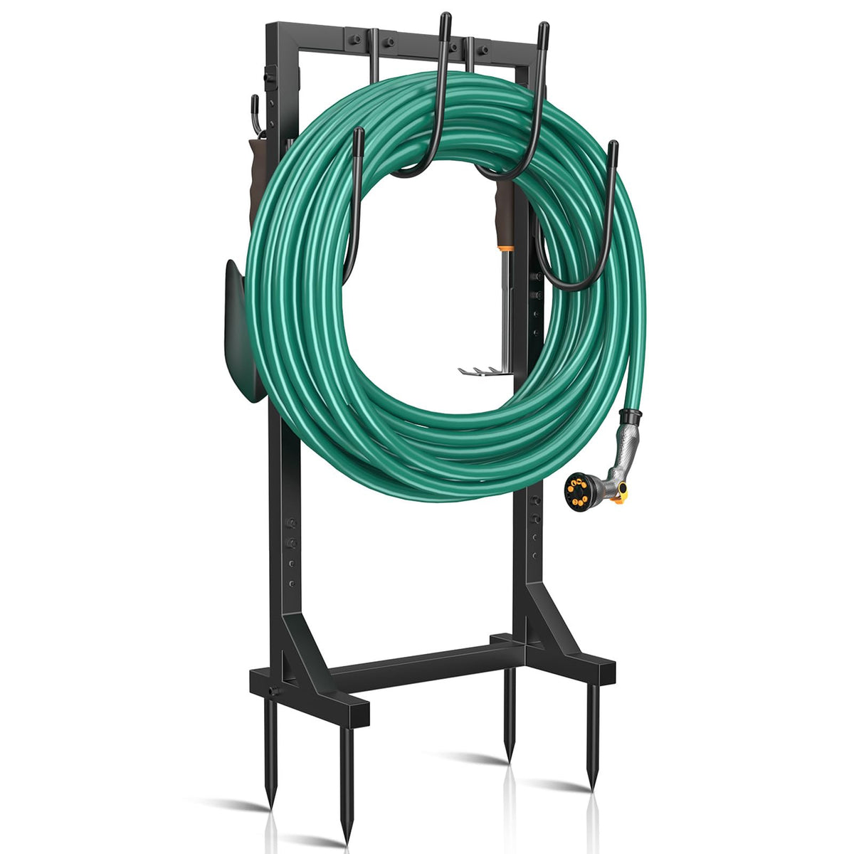 Winpull garden hose holder with a stable rectangular base for outdoor reliability.