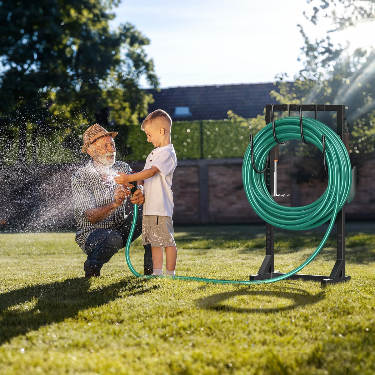 Winpull garden tool hooks and hose holder combo helps organize equipment.