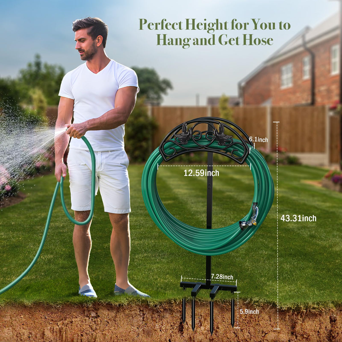 Winpull metal hose organizer offers durable outdoor management.