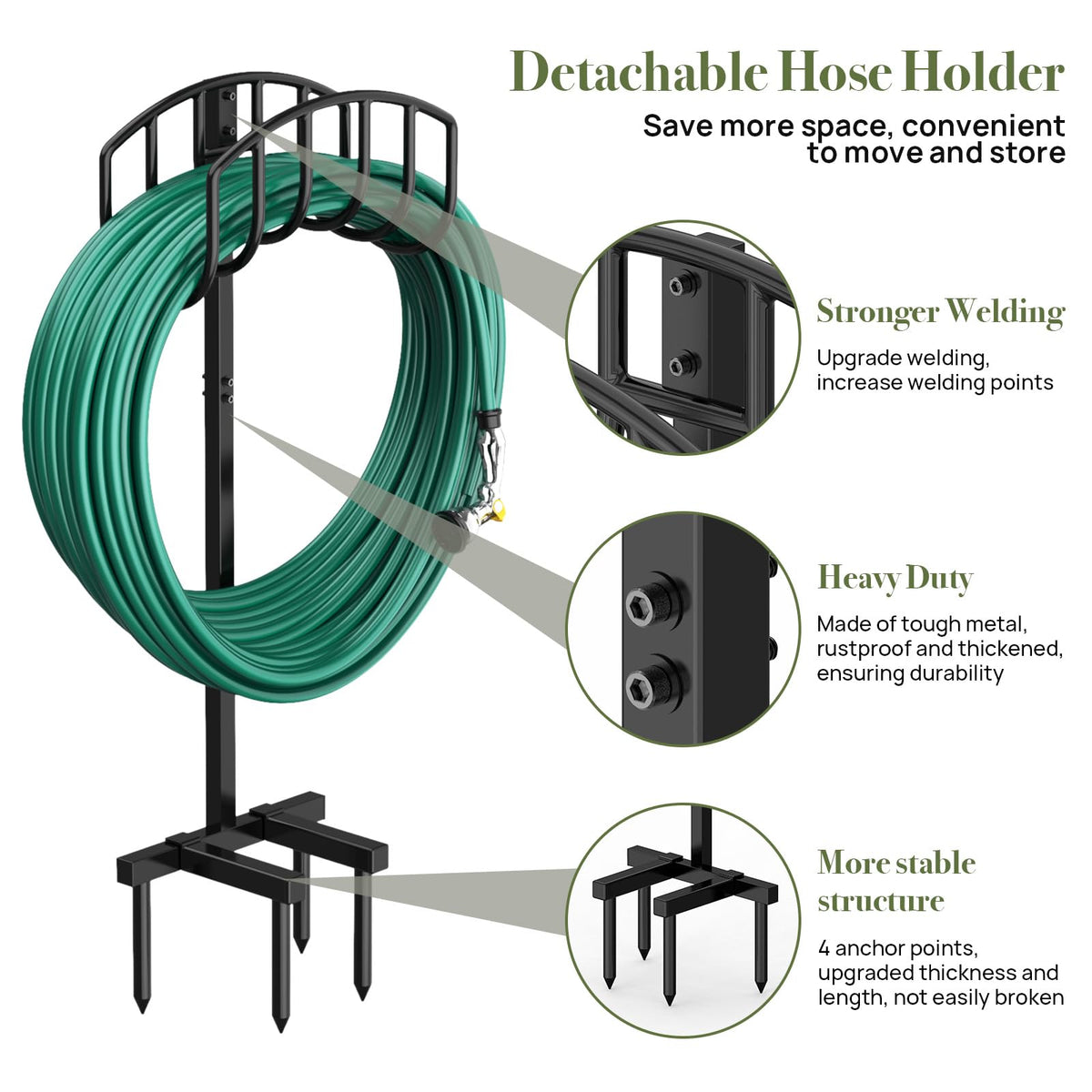Winpull metal hose stand with wall-mount option saves space outdoors