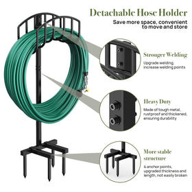 Winpull metal hose stand with wall-mount option saves space outdoors