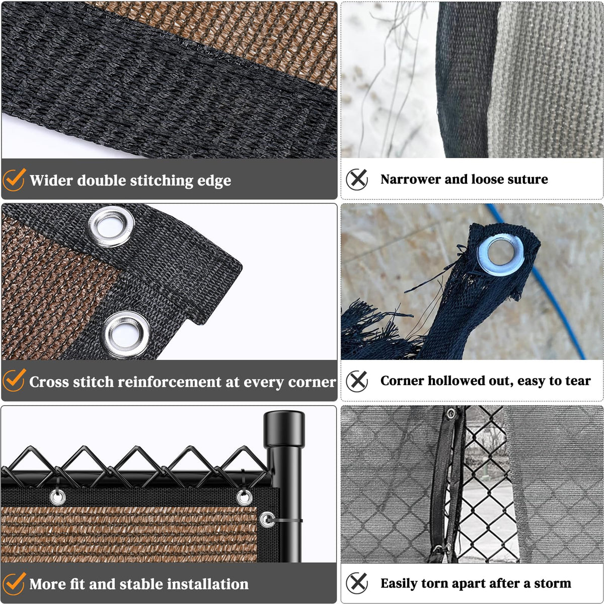 Winpull fence screen on a chain-link fence demonstrates flexible fit and tension.