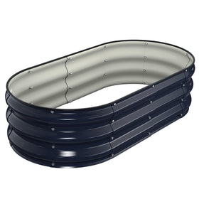 Winpull raised garden bed front view shows durable navy steel for outdoor planting.