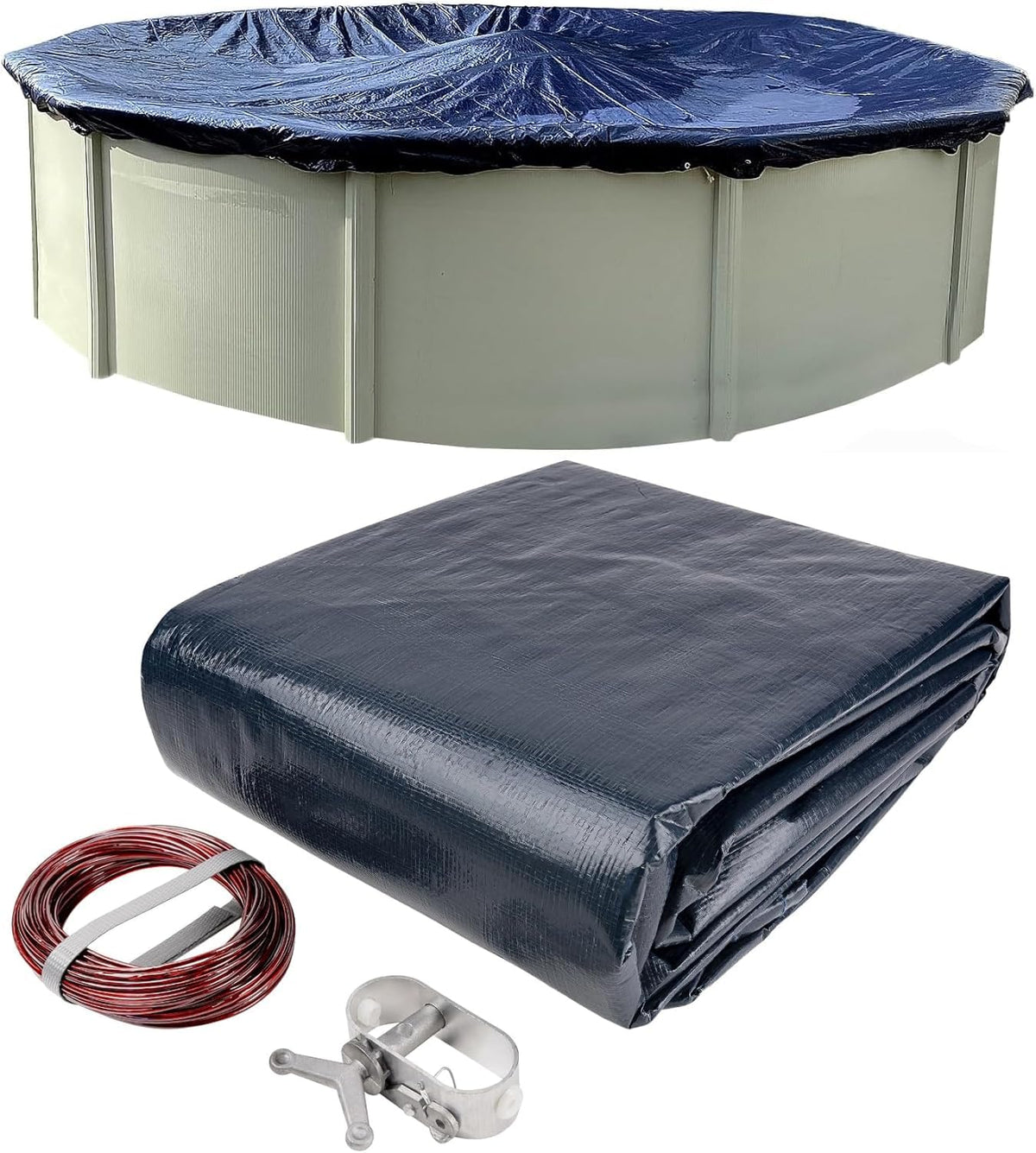 Winter Block 18-foot round pool cover material close-up showing durability for winter use.