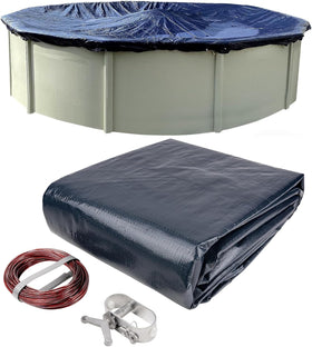 Winter Block 18-foot round pool cover material close-up showing durability for winter use.