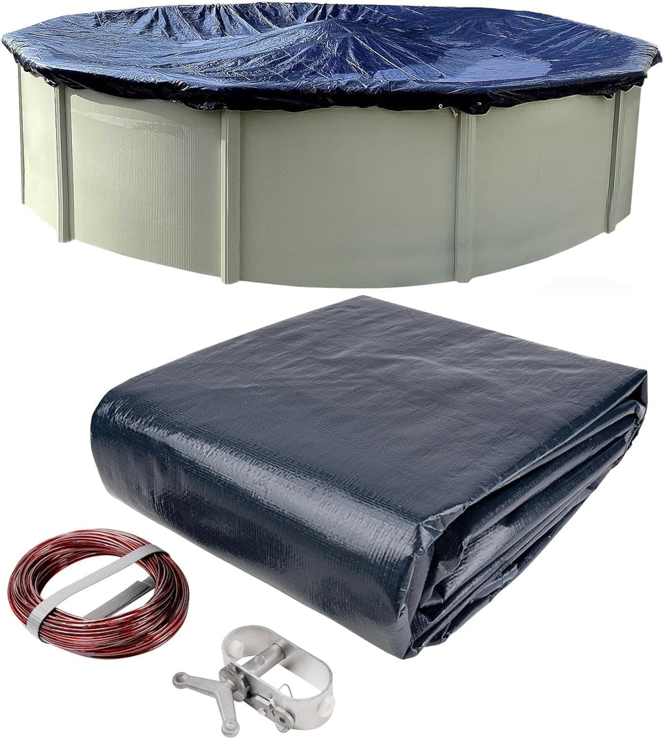 Winter Block 18-foot round pool cover material close-up showing durability for winter use.