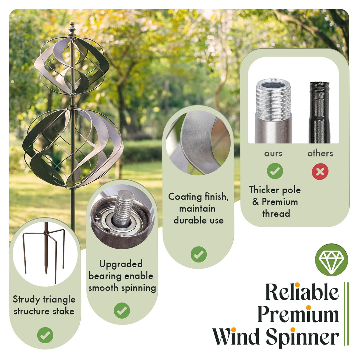 WinWindSpinner adjustable height pole set to 84 inches for versatile placement