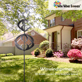 WinWindSpinner yard ornament in motion enhances lawn or flower bed spaces