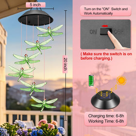 Winzwon dragonfly wind chimes brighten patios and yards with ambient light