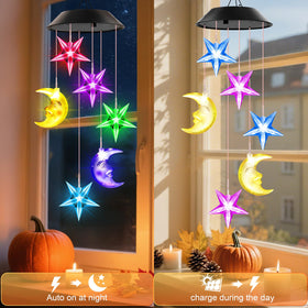 Winzwon moon and star decor brightens garden trees and fences