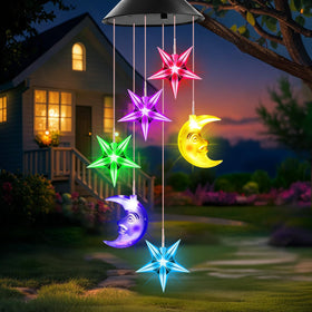 Winzwon solar moon and star wind chimes illuminate outdoor spaces with soft colors