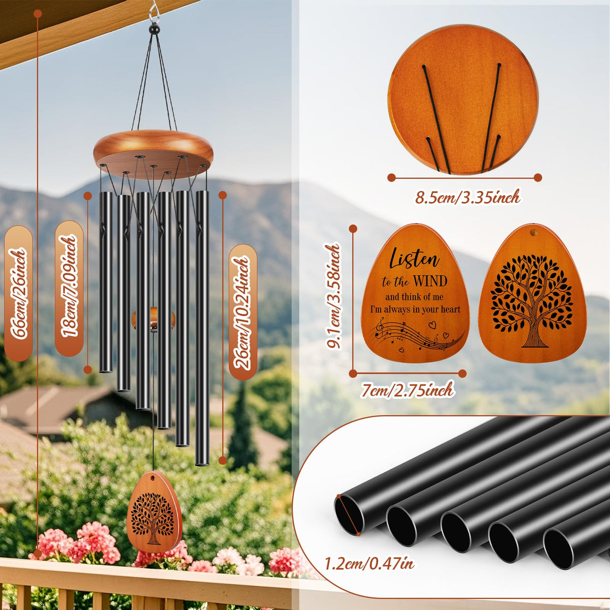 Bottom wind catcher enables DIY personalization on Winzwon wind chime.
