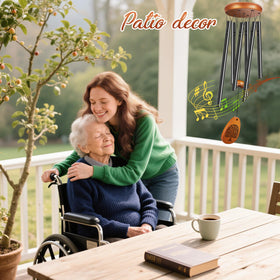 Winzwon wind chimes pine wood frame offers durability.