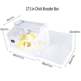 WIONBE iarge-scale chick brooder box with temperature gauge close-up.